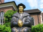 St Thomas More, Lord Chancellor of England, beheaded at Tower Hill, 6 July 1535. The statue outside Chelsea Old Church, close to the site of his home